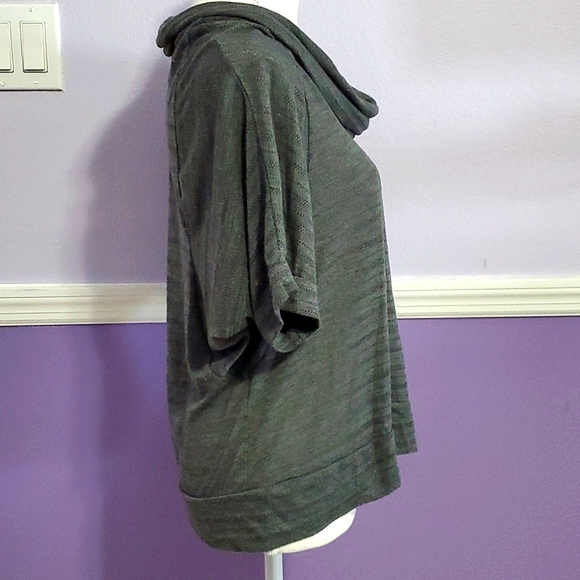 Agenda Charcoal Textured Knit Bat Sleeve Slouchy Comfy Soft Knit Top - Picture 3 of 8